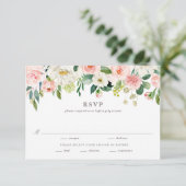 Romantische Waterverf Spring Blooms Wedding Entree RSVP Kaartje (Staand voorkant)