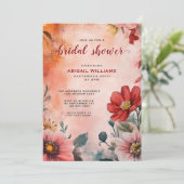 Romantische Waterverf Sunset Floral Vrijgezellenfe Kaart (Staand voorkant)