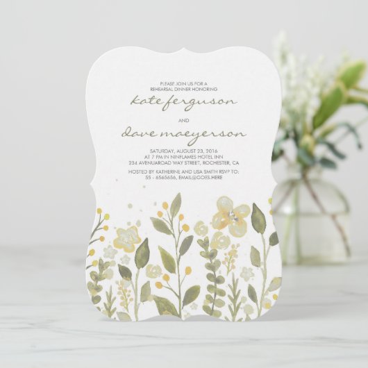 Romantische Waterverf Tuin Bloem Repetitie Diner Kaart (Staand voorkant)