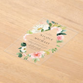 Romantische Waterverf Tuin Bloemen bruiloft Acryl Uitnodigingen (Laagn)