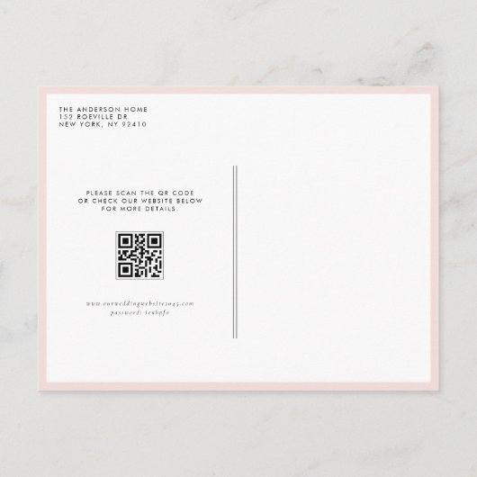 Romantische Waterverf Tuinbloemen QR Code Huwelijk Uitnodiging Briefkaart (Achterkant)