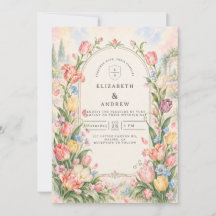 Romantische Waterverf Tulp Bruiloft