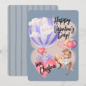 Romantische Waterverf Valentijn Love Foxes on Blue Kaart (Voorkant / Achterkant)