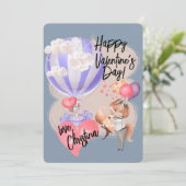 Romantische Waterverf Valentijn Love Foxes on Blue Kaart (Staand voorkant)