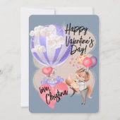 Romantische Waterverf Valentijn Love Foxes on Blue Kaart (Voorkant)