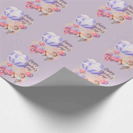 Romantische Waterverf Valentijn Love Foxes on Paar Cadeaupapier (Hoek)