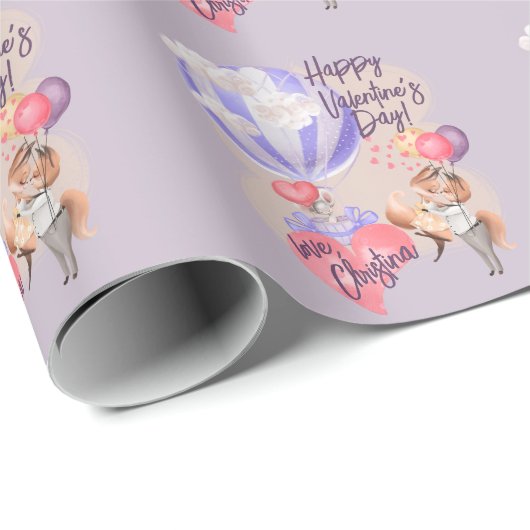 Romantische Waterverf Valentijn Love Foxes on Paar Cadeaupapier (Rol Hoek)