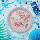 Romantische Waterverf Valentijn Love Foxes on Paar Papieren Bordje (Feest)