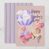 Romantische Waterverf Valentijn Love Foxes on Pink Kaart (Voorkant / Achterkant)