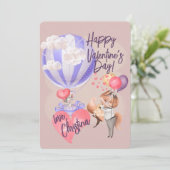 Romantische Waterverf Valentijn Love Foxes on Pink Kaart (Staand voorkant)