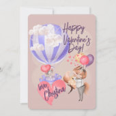 Romantische Waterverf Valentijn Love Foxes on Pink Kaart (Voorkant)