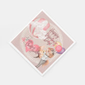 Romantische Waterverf Valentijn Love Foxes on Pink Servet (Hoek)