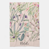 Romantische waterverf van bladbladeren, monogramme theedoek (Verticaal)