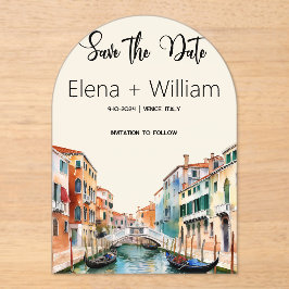 Romantische Waterverf Venetië Italië Save the Date Acryl Uitnodigingen