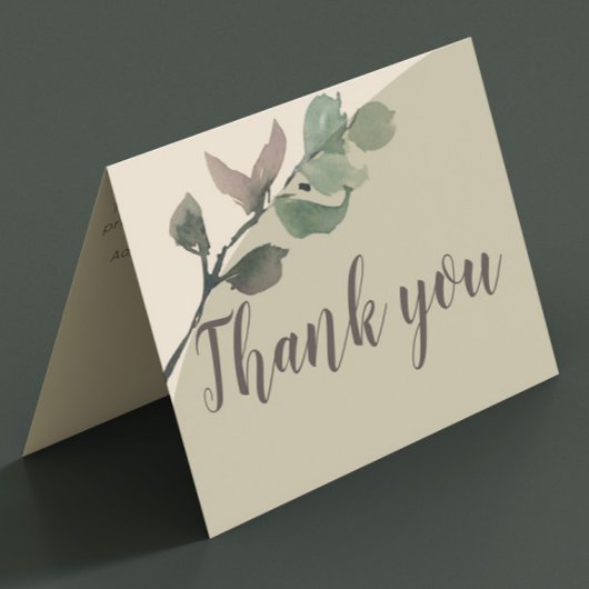 Romantische waterverf verlaat bruiloft dank u kaar bedankkaart