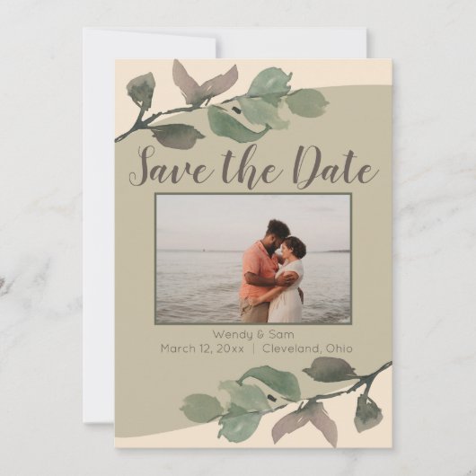 Romantische Waterverf Verlaat Bruiloft Save the Da Save The Date (Voorkant)