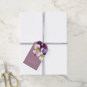 Romantische waterverf viooltjes op stoffig paars cadeaulabel (Met Touw)