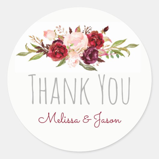 romantische waterverf voor herdenkingsfeest bloeme ronde sticker (Voorkant)