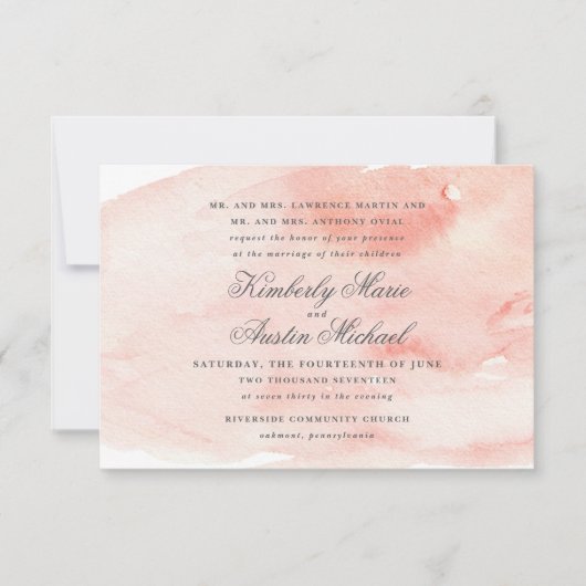 Romantische Waterverf Weddenschap Kaart (Voorkant)