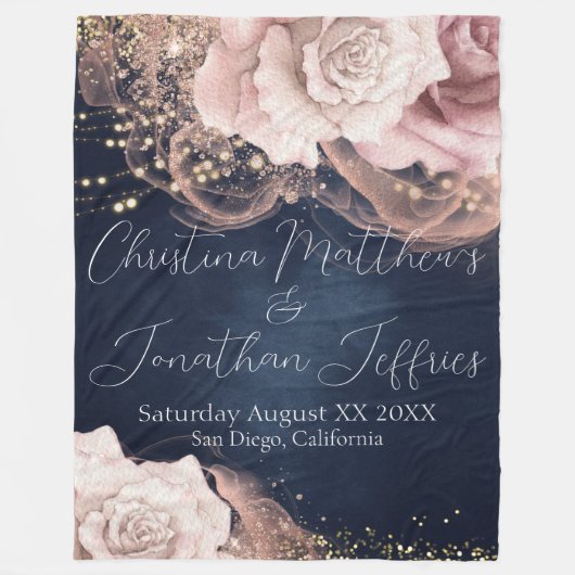 Romantische Waterverf Weddenschappen Rozen op Mood Fleece Deken (Voorkant)