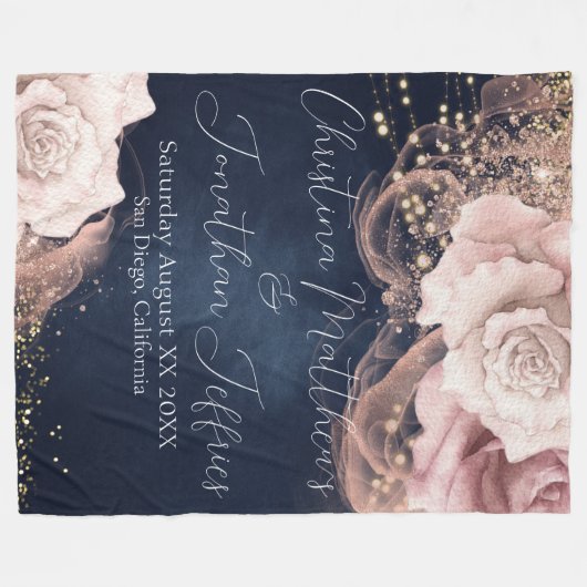Romantische Waterverf Weddenschappen Rozen op Mood Fleece Deken (Voorkant (Horizontaal))