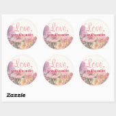 Romantische Waterverf Wedding Flowers Ronde Sticker (Vel)