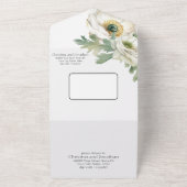 Romantische Waterverf White Ranunculus All In One Uitnodiging (Buitenkant)