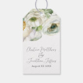 Romantische Waterverf White Ranunculus Cadeaulabel (Achterkant)
