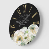 Romantische Waterverf White Ranunculus op zwart Grote Klok (Hoek)