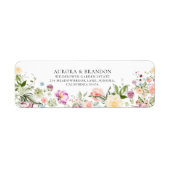 Romantische Waterverf Wilde Bloem Bruiloft  Etiket (Voorkant)