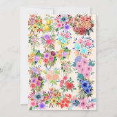 Romantische Waterverf Wilde Bloemen Bruiloft Kaart (Achterkant)