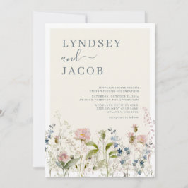 Romantische Waterverf Wildflower Bloemen Bruiloft Kaart