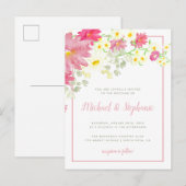 Romantische Waterverf Wildflowers Wedding Uitnodiging Briefkaart (Voorkant / Achterkant)