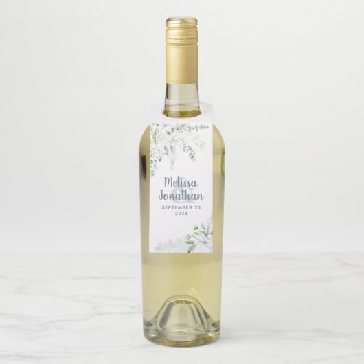 Romantische waterverf witte bloemen bruiloft aange flessenhanger (Op fles)