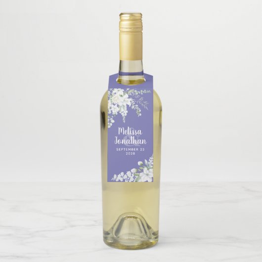 Romantische waterverf witte bloemen bruiloft aange flessenhanger (Op fles)