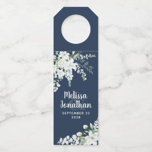 Romantische waterverf witte bloemen bruiloft aange flessenhanger