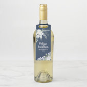 Romantische waterverf witte bloemen bruiloft aange flessenhanger (Op fles)