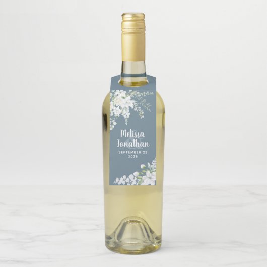 Romantische waterverf witte bloemen bruiloft aange flessenhanger (Op fles)