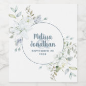 Romantische waterverf witte bloemen bruiloft aange wijn etiket (Enkel label)