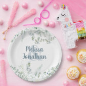 Romantische waterverf witte bloemen bruiloft papieren bordje (Feest)