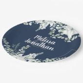 Romantische waterverf witte bloemen bruiloft papieren bordje (Gekanteld)