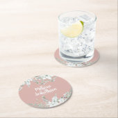 Romantische waterverf witte bloemen bruiloft ronde kartonnen onderzetter (Insitu)