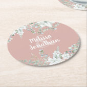 Romantische waterverf witte bloemen bruiloft ronde kartonnen onderzetter (Gebogen)