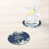 Romantische waterverf witte bloemen bruiloft ronde kartonnen onderzetter (Insitu)