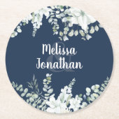 Romantische waterverf witte bloemen bruiloft ronde kartonnen onderzetter (Voorkant)