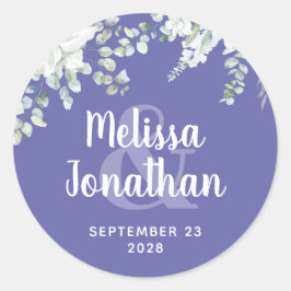 Romantische waterverf witte bloemen bruiloft ronde sticker