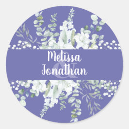 Romantische waterverf witte bloemen bruiloft ronde sticker