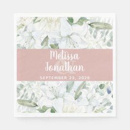 Romantische waterverf witte bloemen bruiloft servet