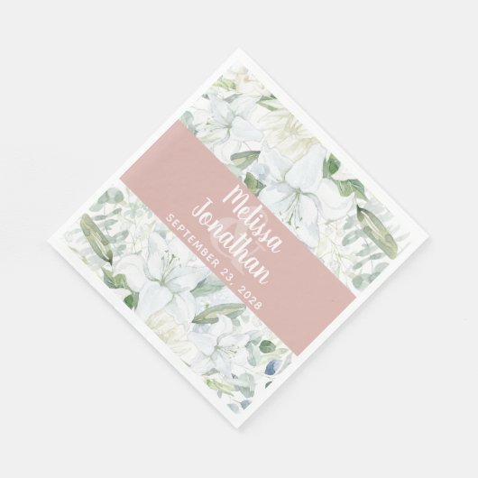 Romantische waterverf witte bloemen bruiloft servet (Hoek)