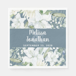 Romantische waterverf witte bloemen bruiloft servet